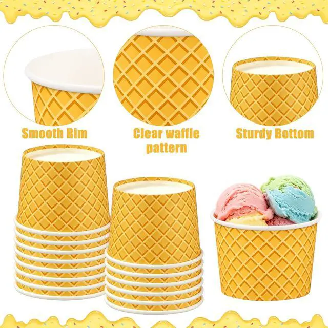 Alt view image 3 of 7 - 50 Pcs Paper Ice Cream Cups 4oz Ice Cream Disposable Dessert Bowls Small Treat Snack Bowls for Sundae Frozen Yogurt Soup Hot or Cold Food Containers Party Supplies