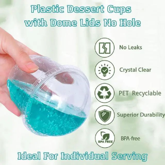 Alt view image 2 of 6 - 5 oz Clear Plastic Dessert Cups with Dome Lids (25Sets) - Disposable Snack Bowls (No Hole) for Cereal Parfait, Yogurt, Cupcakes, Pudding, Jello and Individual Desserts at Party