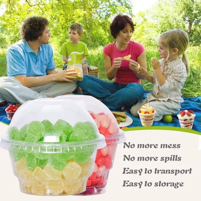 Alt view image 5 of 6 - 5 oz Clear Plastic Dessert Cups with Dome Lids (25Sets) - Disposable Snack Bowls (No Hole) for Cereal Parfait, Yogurt, Cupcakes, Pudding, Jello and Individual Desserts at Party