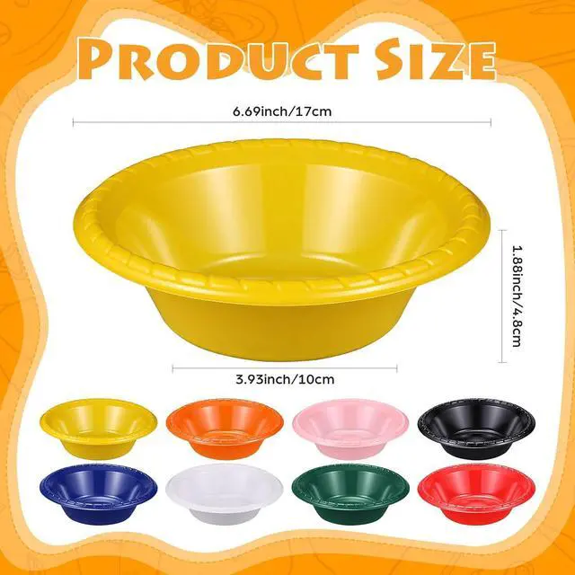 Alt view image 2 of 7 - 12 Pack 16oz Yellow Disposable Plastic Bowls Dessert, Ice Cream, Salad, Soup Serving Cups for Party, Picnic, Food Snacks (Yellow)