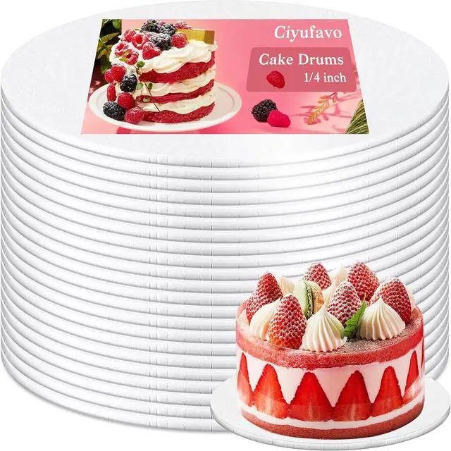 Main image of 12 Inch Cake Drum, Cake Boards 12 Inch Round, 1/4" White 8in 10in 12in 14in Cake Drums Cardboard Base Board Circles for Pizza Wedding, 2 Pack