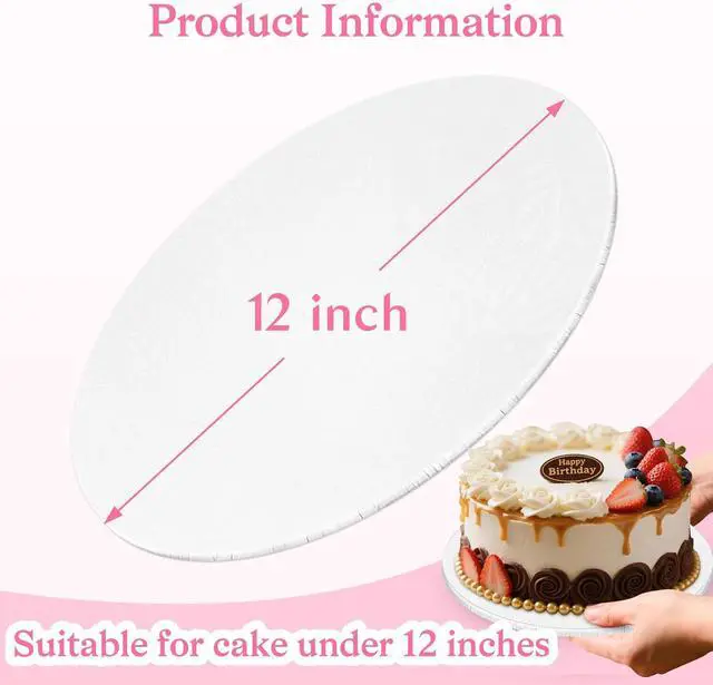Alt view image 3 of 7 - 12 Inch Cake Drum, Cake Boards 12 Inch Round, 1/4" White 8in 10in 12in 14in Cake Drums Cardboard Base Board Circles for Pizza Wedding, 2 Pack