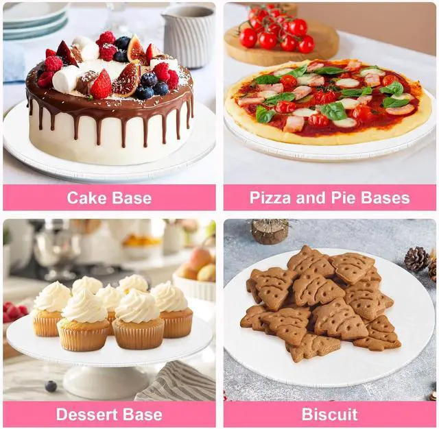Alt view image 5 of 7 - 12 Inch Cake Drum, Cake Boards 12 Inch Round, 1/4" White 8in 10in 12in 14in Cake Drums Cardboard Base Board Circles for Pizza Wedding, 2 Pack