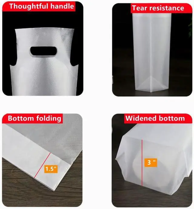 Alt view image 4 of 7 - Elyfree Drink Carrier for Delivery, 32oz Drink Packaging Bags, 100PCS Clear Plastic Bags with Handle Drink Cups Delivery Take Out