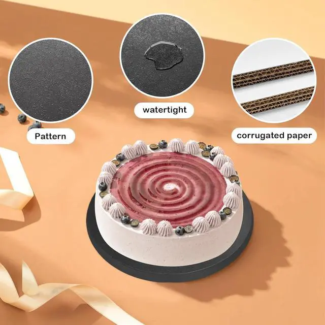 Alt view image 3 of 5 - 2 PCS Cake Drums, 1/2 Inch Thick 10 Inch Round Cake Boards, Black, Professional Quality Cake Cardboards, Card Base, Cake Mat-Black
