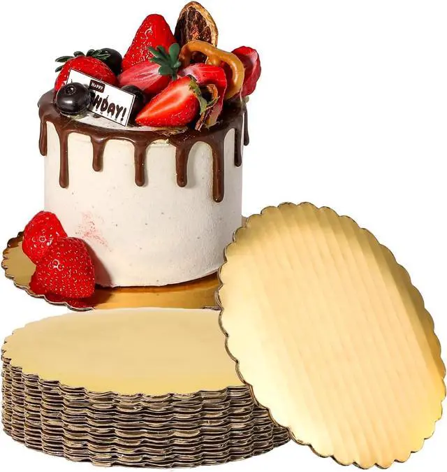 Main image of Fit Meal Prep 20 Pack Cake Boards, 6 Inch Round Gold Cake Circles, Disposable Pizza Circles Cake Pan Base Stand for Desserts and Pastries, Greaseproof Cardboard Cake Rounds for Cake DIY, Birthday
