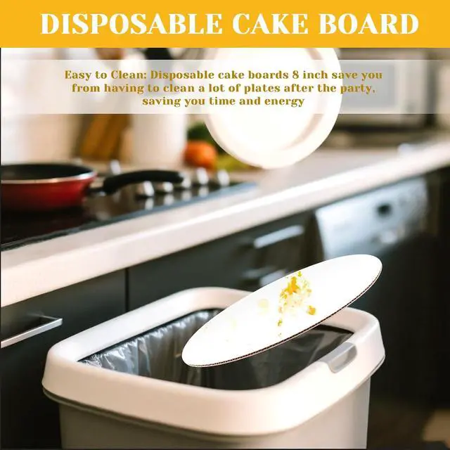 Alt view image 7 of 7 - 20 Pack 8 Inch Round Cake Boards, Disposable Corrugated White Cake Cardboard Food-graded Plate Tray Circles Base for Dessert DIY Crafts Display