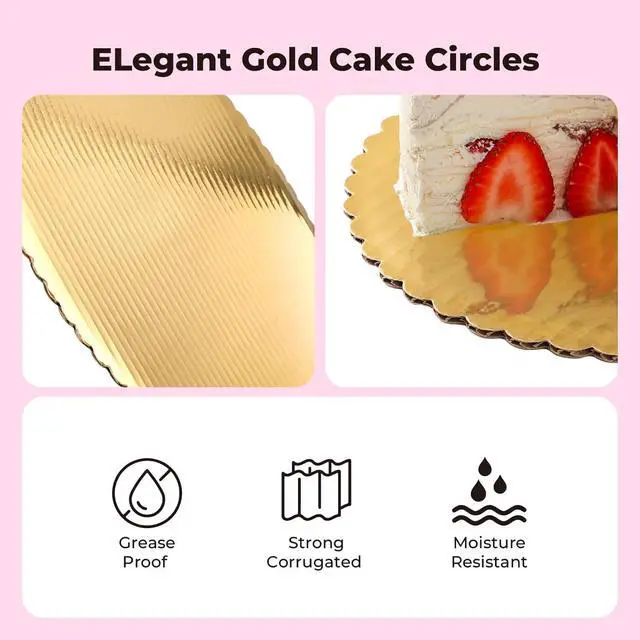 Alt view image 3 of 7 - Fit Meal Prep 20 Pack Cake Boards, 6 Inch Round Gold Cake Circles, Disposable Pizza Circles Cake Pan Base Stand for Desserts and Pastries, Greaseproof Cardboard Cake Rounds for Cake DIY, Birthday