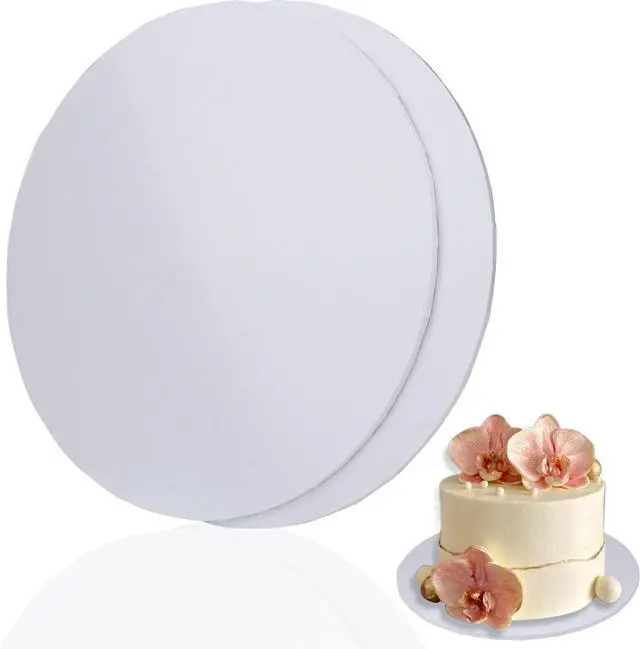 Main image of 12 inch Round Cake Drum Boards, Dulinkas 1/4 Inch Thick White Corrugated Cardboard Cake Base Grease-Resistant Cake Boards for Multi-Layer Cakes, Weddings & Parties 2 Pack