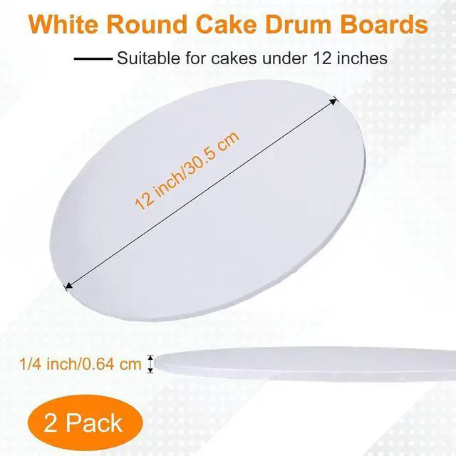 Alt view image 2 of 7 - 12 inch Round Cake Drum Boards, Dulinkas 1/4 Inch Thick White Corrugated Cardboard Cake Base Grease-Resistant Cake Boards for Multi-Layer Cakes, Weddings & Parties 2 Pack