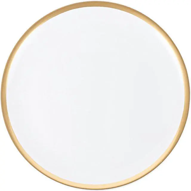 Alt view image 3 of 4 - Plasticpro Plastic Serving Trays - Round Serving Platters with Gold Rim 14X14 Disposable Party DishPack of 2