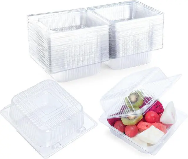 Main image of Evnlo 50 Count Heavy Duty Clear Clamshell Food Containers Hinged with Lids | Disposable Plastic Sandwich Containers, Clam Shell Boxes for Cake Slice, Dessert, Hamburger, Salad, Pastry, Takeout Tray