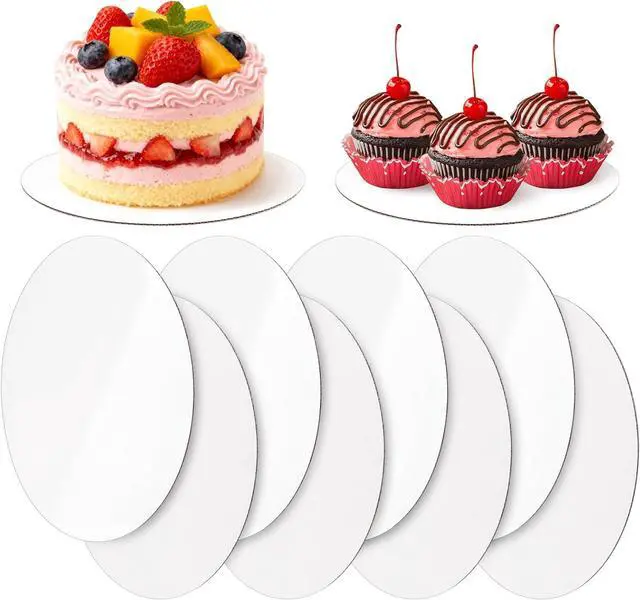 Main image of 8 Pack 8 Inch Round Cake Boards,White Cardboard Cake Rounds | Disposable Corrugated Cake Board,Food Grade,Dessert Cake Circles for Cake DIY Display,Cake Base for Wedding Birthday Party