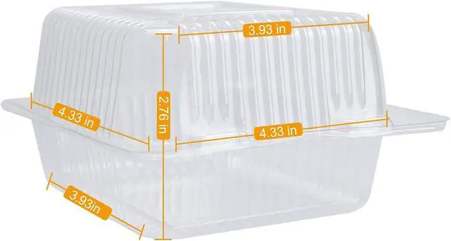 Alt view image 2 of 7 - Clear Square Plastic Hinged Food Containers, 50PC, 5.3x4.7x2.8 Inch | Cake Slice Containers, Disposable Clamshell Takeout Tray
