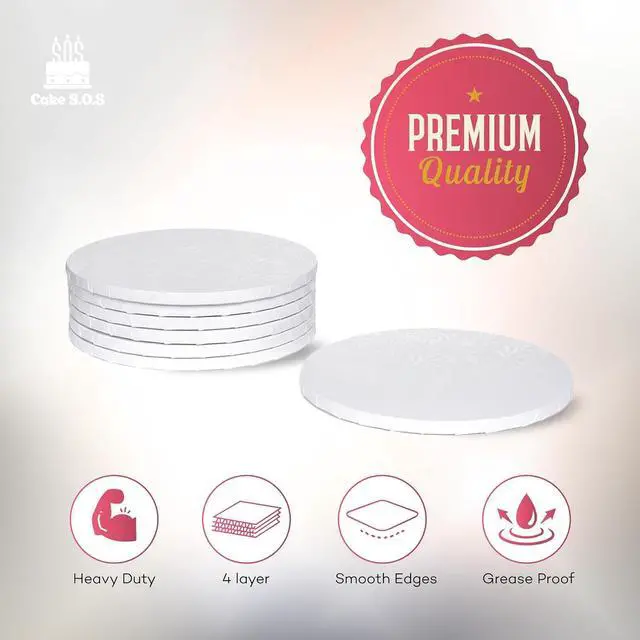 Alt view image 2 of 7 - 10 inch White Round Sturdy Cake Board Drums for Displaying Cakes, 1/2 inch Thick, (1-Pack)