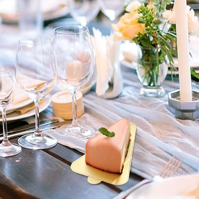 Alt view image 7 of 7 - HANSGO Triangle Cake Bases, 100PCS Mini Cake Board Mousse Cake Cardboards Dessert Display Trays Golden Pastry Plates
