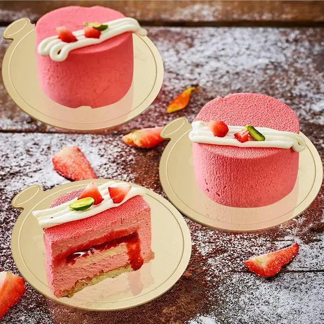 Alt view image 4 of 7 - 100 Pcs 3.1 Inch Mini Cake Boards Mousse Cupcake Base, Gold 8cm