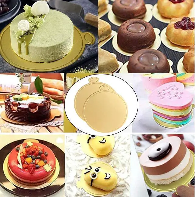 Alt view image 7 of 7 - 100 Pcs 3.1 Inch Mini Cake Boards Mousse Cupcake Base, Gold 8cm