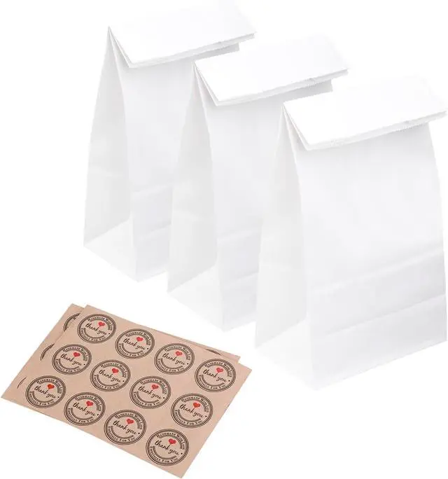 Main image of Paper Lunch Bags, Large White Lunch Bags, Paper Bags 8LB Lunch Sacks, Strong for Small Business (White-60 Count)