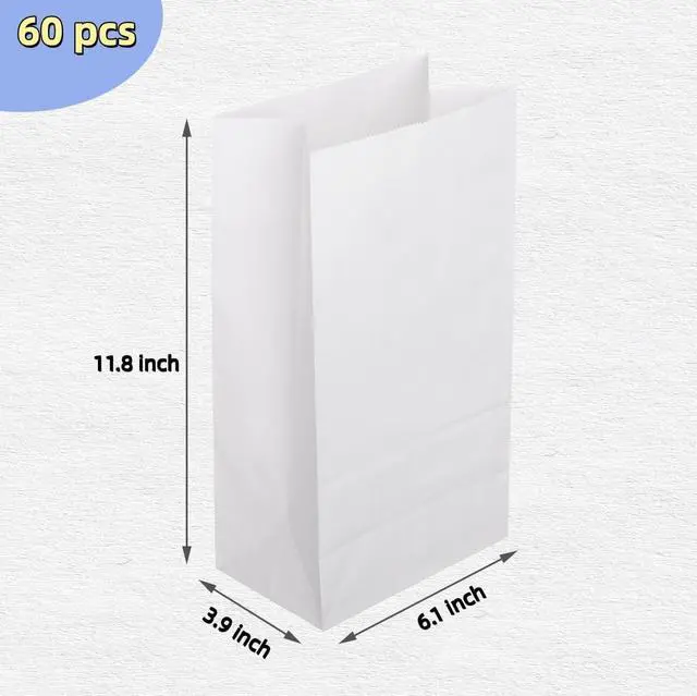 Alt view image 2 of 5 - Paper Lunch Bags, Large White Lunch Bags, Paper Bags 8LB Lunch Sacks, Strong for Small Business (White-60 Count)