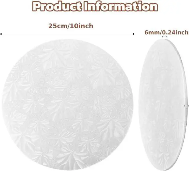Alt view image 2 of 5 - 2 PCS Cake Drums, 1/4 Inch Thick 10 Inch Round Cake Boards, White, Professional Quality Cake Cardboards, Card Base, Cake Mat
