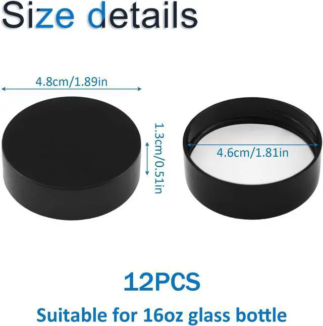 Alt view image 2 of 7 - INCREWAY 12PCS Glass Juice Bottles Lids,16oz Reusable Drinking Jars Covers, Airtight Lids Suitable for Juicing, Milk, Kombucha