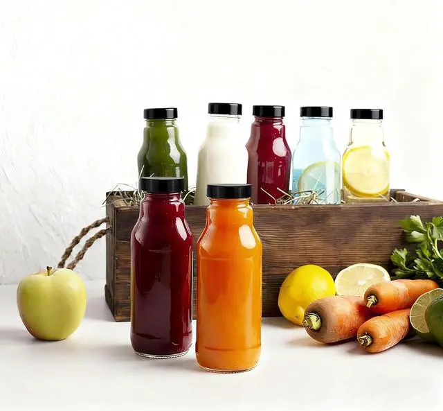 Alt view image 5 of 7 - INCREWAY 12PCS Glass Juice Bottles Lids,16oz Reusable Drinking Jars Covers, Airtight Lids Suitable for Juicing, Milk, Kombucha