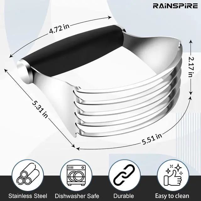 Alt view image 5 of 7 - Large Pastry Cutter For Baking Durable Pastry Blender Dough Cutter Black | Not Bend Sturdy Blades Dishwasher Safe Heavy Duty Dough Mixer Butter Cutter for Mixing Pie Crusts Biscuit Scone Egg Potato