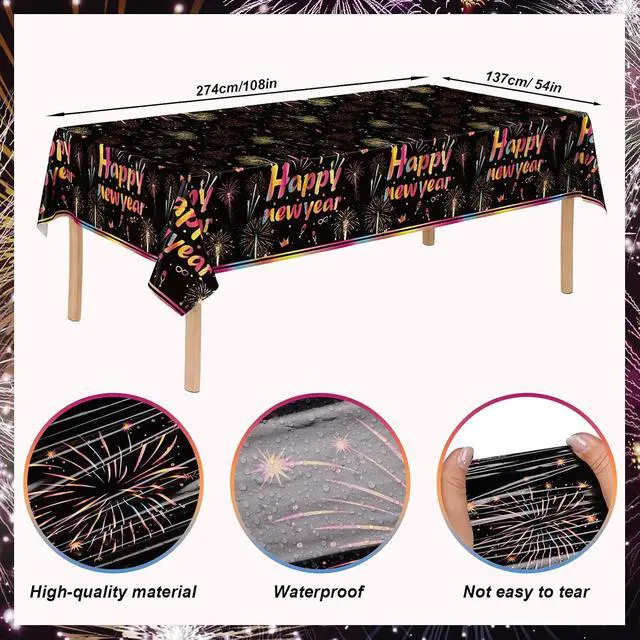 Alt view image 6 of 7 - cnomg 101Pcs Happy New Year Plates and Napkins New Years Eve Party Supplies 2026 Disposable Dinnerware Set Colorful Fireworks Party Plates Napkins Cup Straw for New Year Eve Party Decorations Serve 20