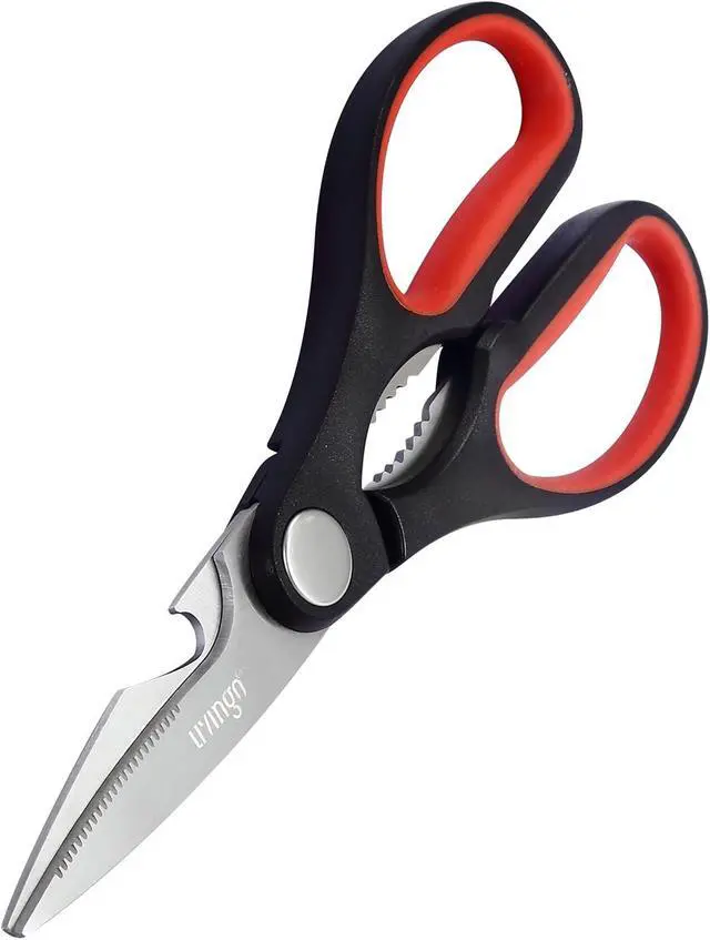Alt view image 3 of 7 - LIVINGO 8 Inch Kitchen Scissors Heavy Duty Meat Shears 2 Pack | Multipurpose Stainless Steel Food Scissors for Cutting Chicken, Turkey, Fish, Bones and Vegetables with Durable Sharp Blades