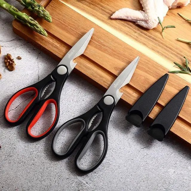 Alt view image 5 of 7 - LIVINGO 8 Inch Kitchen Scissors Heavy Duty Meat Shears 2 Pack | Multipurpose Stainless Steel Food Scissors for Cutting Chicken, Turkey, Fish, Bones and Vegetables with Durable Sharp Blades