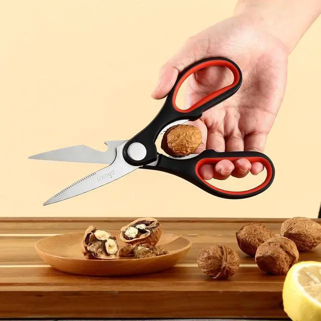 Alt view image 7 of 7 - LIVINGO 8 Inch Kitchen Scissors Heavy Duty Meat Shears 2 Pack | Multipurpose Stainless Steel Food Scissors for Cutting Chicken, Turkey, Fish, Bones and Vegetables with Durable Sharp Blades