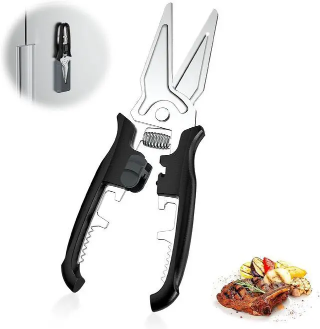 Main image of Multifunctional Kitchen Scissors - Kitchen Shears with Magnetic Holder & Safety Lock, Heavy Duty Poultry Shears, Stainless Steel for Chicken Meat Cutting Turkey, Vegetables