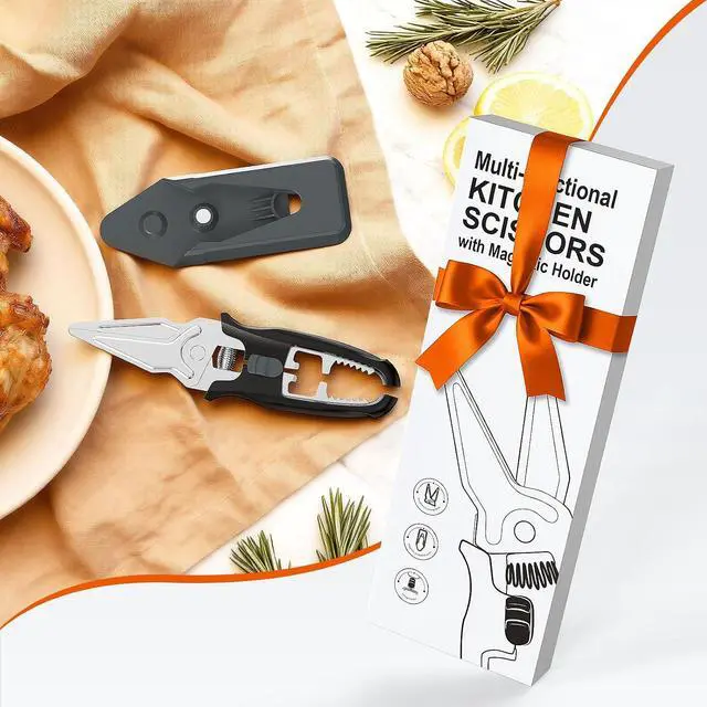 Alt view image 7 of 7 - Multifunctional Kitchen Scissors - Kitchen Shears with Magnetic Holder & Safety Lock, Heavy Duty Poultry Shears, Stainless Steel for Chicken Meat Cutting Turkey, Vegetables