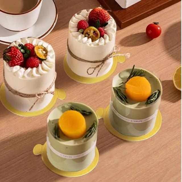Alt view image 4 of 7 - 3.5 Inch Mini Cake Boards: 50pcs Golden Round Mousse Cupcake Base, Bases Para Postres Mini Paper Plates Circle Dessert Boards