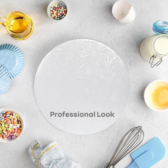 Alt view image 6 of 7 - 10 inch White Round Sturdy Cake Board Drums for Displaying Cakes, 1/2 inch Thick, (1-Pack)
