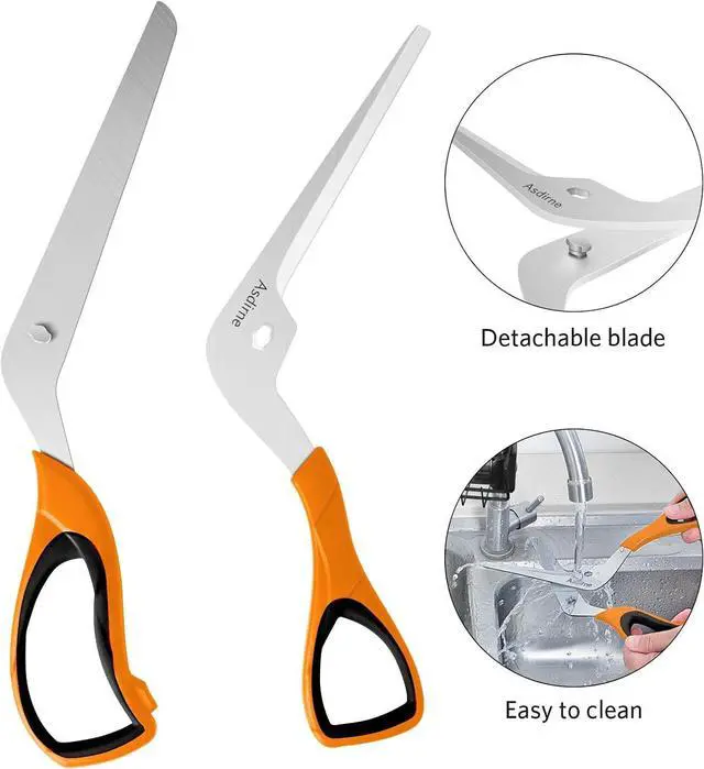 Alt view image 3 of 7 - Asdirne Pizza Scissors, Pizza Cutter with Food Grade Sharp Stainless Steel Blade and Soft Handle, Multifunctional Kitchen Scissors, 27 cm, Black/Orange