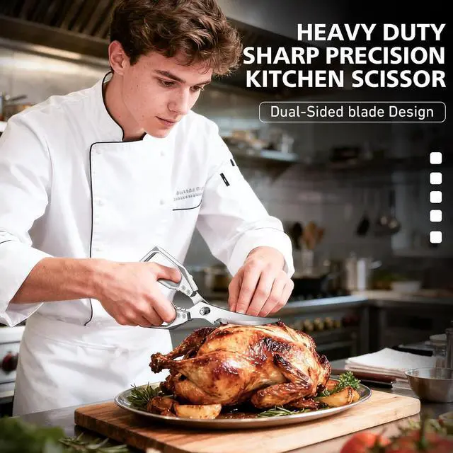 Alt view image 2 of 7 - BALUCA Heavy Duty Kitchen Scissors All Purpose - Professional Stainless Steel Japanese Kitchen Shears for Food, Chicken Bones & Turkey | Dishwasher Safe, Sharp Meat & Poultry Scissors (Modern)