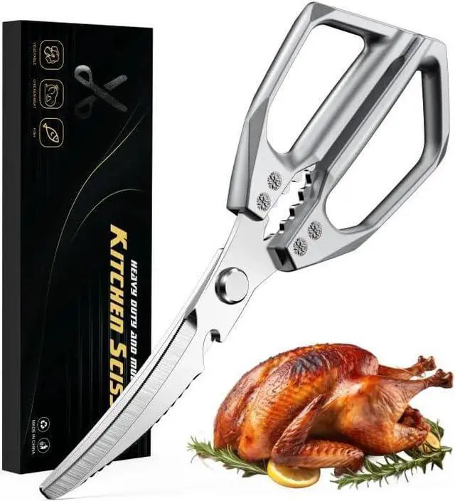 Main image of BALUCA Heavy Duty Kitchen Scissors All Purpose - Professional Stainless Steel Japanese Kitchen Shears for Food, Chicken Bones & Turkey | Dishwasher Safe, Sharp Meat & Poultry Scissors (Modern)