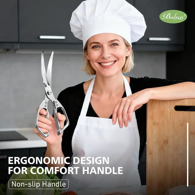 Alt view image 4 of 7 - BALUCA Heavy Duty Kitchen Scissors All Purpose - Professional Stainless Steel Japanese Kitchen Shears for Food, Chicken Bones & Turkey | Dishwasher Safe, Sharp Meat & Poultry Scissors (Modern)