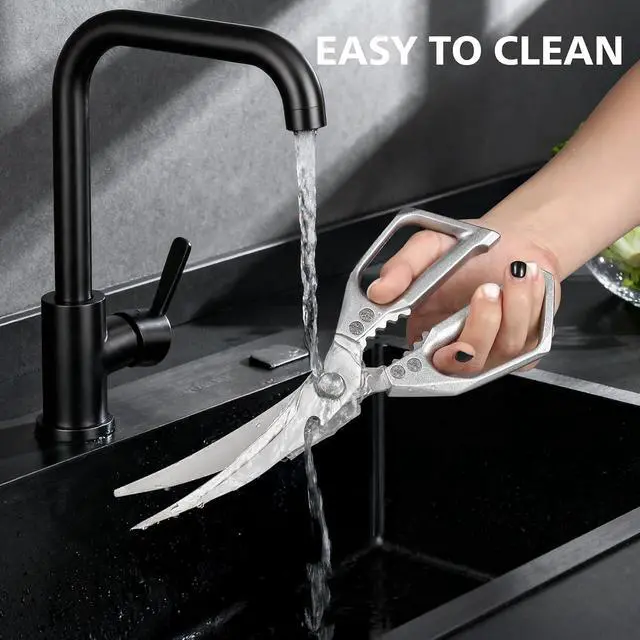 Alt view image 5 of 7 - BALUCA Heavy Duty Kitchen Scissors All Purpose - Professional Stainless Steel Japanese Kitchen Shears for Food, Chicken Bones & Turkey | Dishwasher Safe, Sharp Meat & Poultry Scissors (Modern)