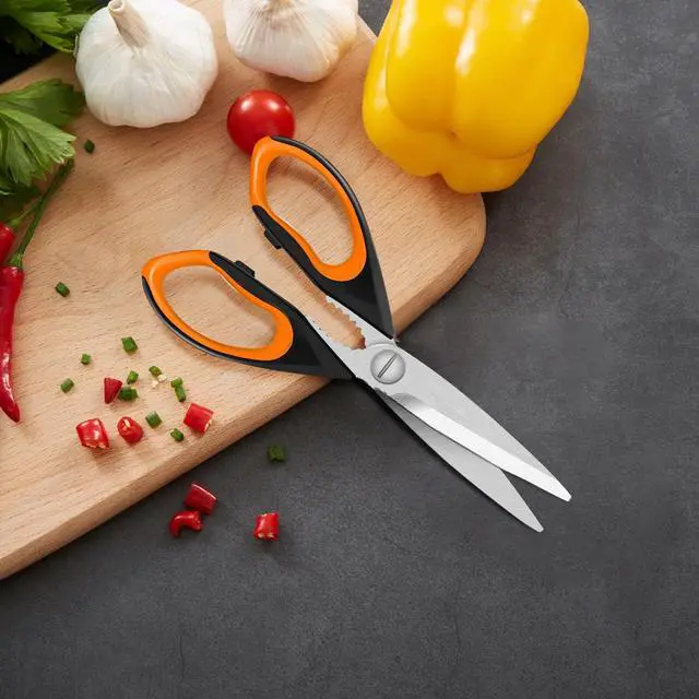 Alt view image 7 of 7 - 1 Pack Sharp Kitchen Scissors Set with Magnetic Holder, Yellow | Stainless Steel Blade, Ergonomic Non-Slip Handle, Heavy Duty, Food/Meat Scissors for Home, Kitchen and Picnic, All Purpose
