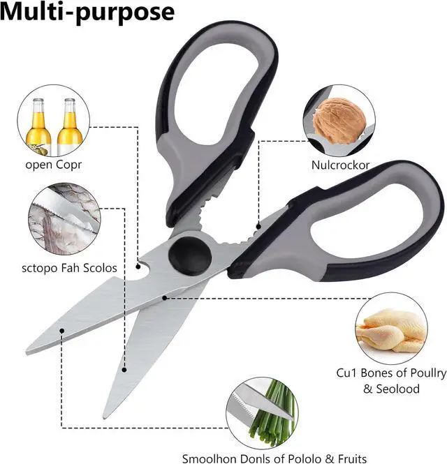 Alt view image 4 of 7 - Left Handed Kitchen Scissors, Lefty Poultry Shears (Black/Grey) | Kitchen Tools Utensils for Left Hand People/Adult