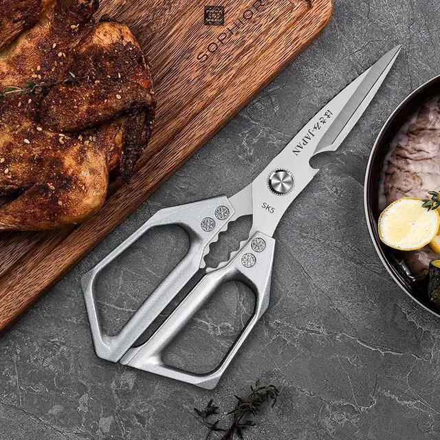Alt view image 7 of 7 - Plys Poultry Shears, Kitchen Scissors for Food, Japanese All Purpose Heavy Duty for Chicken Wing/Bone, Meat, Quail, Fish, Turkey, Vegetables, Stainless Steel Cooking Aid Scissors, Dishwasher Safe
