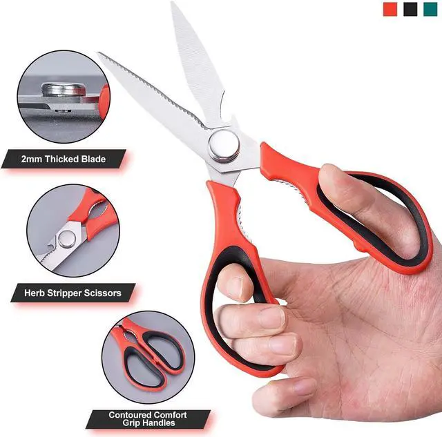 Alt view image 4 of 6 - 3-Pack Kitchen Scissor All Purpose Kitchen Shears Heavy Duty Scissors Stainless Steel Dishwasher Safe Cooking Scissors, Kitchens Utensils removable for Cutting Meat, Chicken,Fish, Vegetable