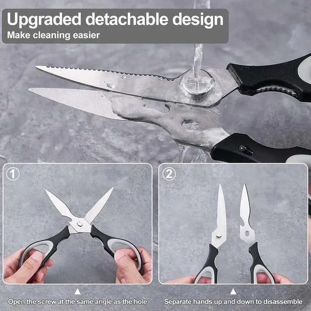 Alt view image 5 of 6 - 3-Pack Kitchen Scissor All Purpose Kitchen Shears Heavy Duty Scissors Stainless Steel Dishwasher Safe Cooking Scissors, Kitchens Utensils removable for Cutting Meat, Chicken,Fish, Vegetable