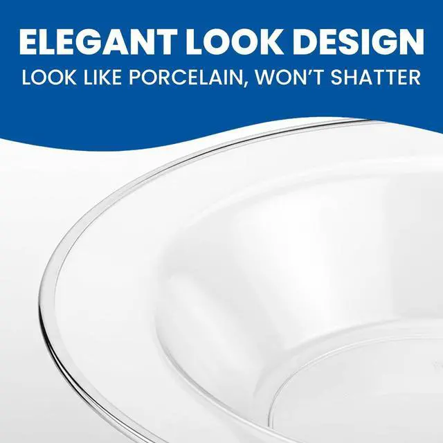 Alt view image 2 of 5 - Lillian Tablesettings Premium Quality Heavyweight Plastic Bowls China Like. Wedding and Party Dinnerware Plastic Bowls 5 oz. Clear-Value Pack 30 Count