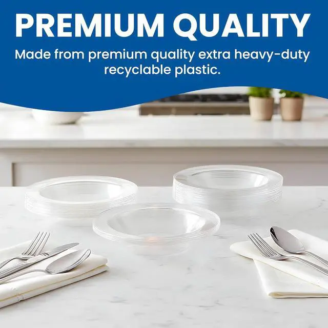 Alt view image 3 of 5 - Lillian Tablesettings Premium Quality Heavyweight Plastic Bowls China Like. Wedding and Party Dinnerware Plastic Bowls 5 oz. Clear-Value Pack 30 Count