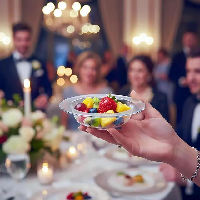 Alt view image 4 of 5 - Lillian Tablesettings Premium Quality Heavyweight Plastic Bowls China Like. Wedding and Party Dinnerware Plastic Bowls 5 oz. Clear-Value Pack 30 Count