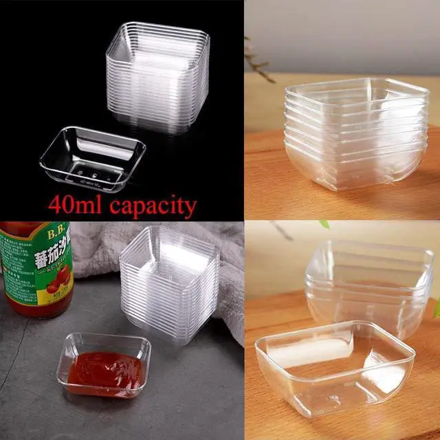 Alt view image 4 of 5 - 30pcs Plastic Disposable Sauce Dishes Rectangle Transparent Dipping Sauce Dishes Soup Plate Soy Sauce Dishes Seasoning Dish Home Restaurant Supplies